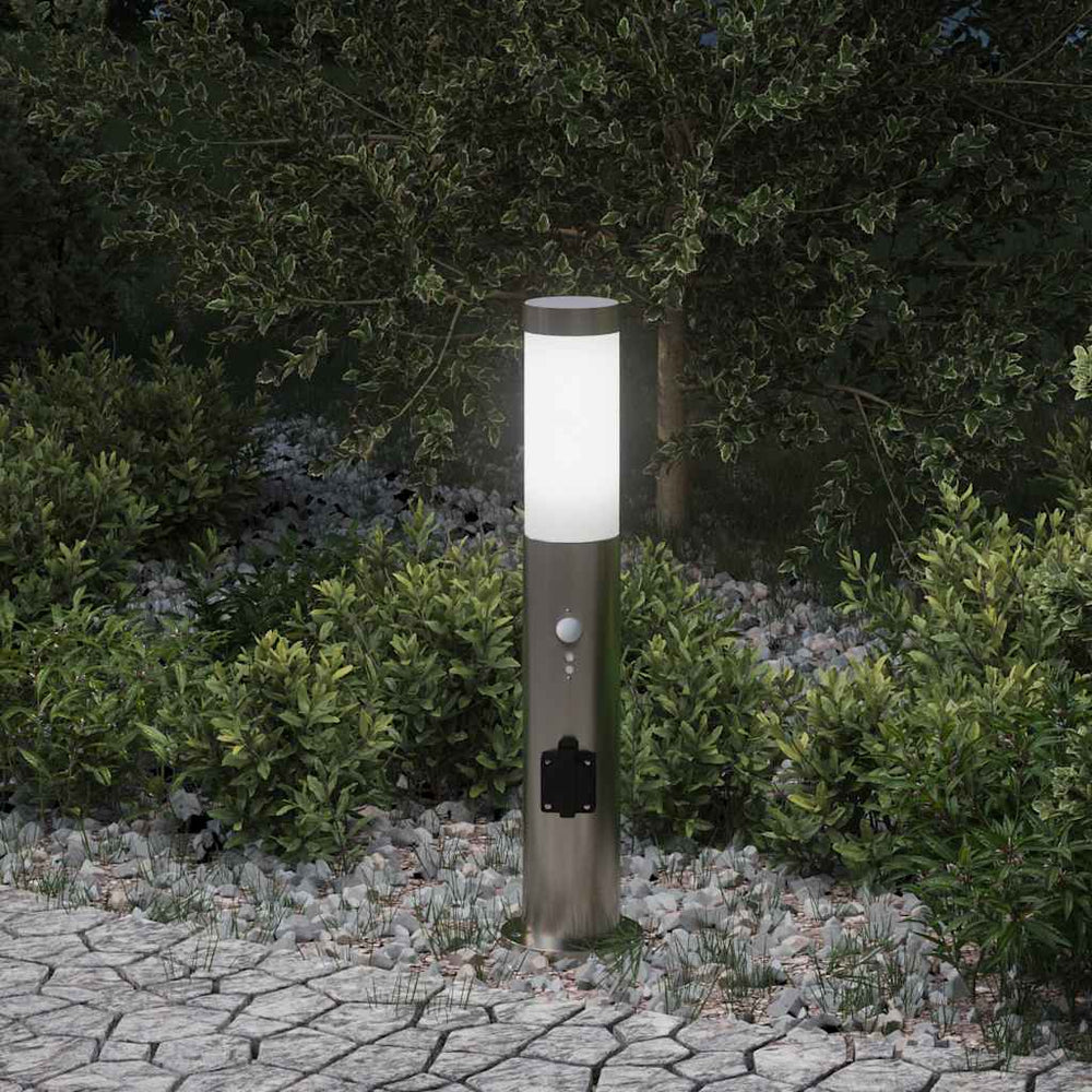 Apsauginis šviestuvas su jutikliu ir lizdu, 50 cm, nerūdijantis plienas, IP44