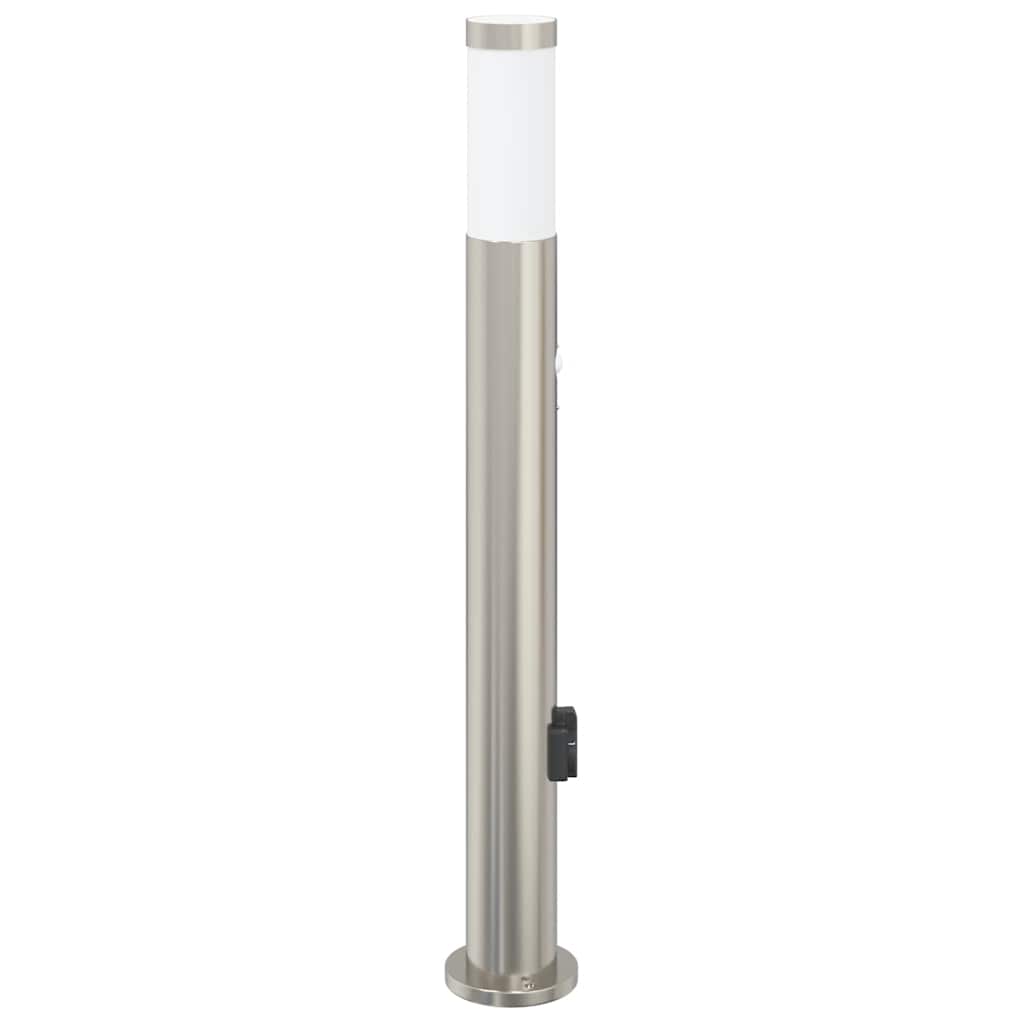 Apsauginis šviestuvas su jutikliu ir lizdu, 80 cm, nerūdijantis plienas, IP44