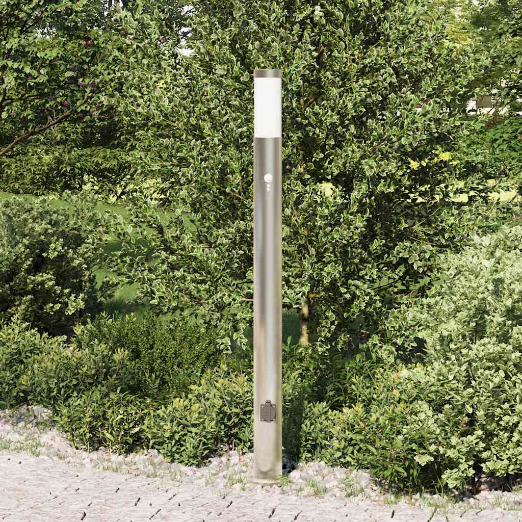 Apsauginis šviestuvas su jutikliu ir lizdu, 110 cm, nerūdijantis plienas, IP44