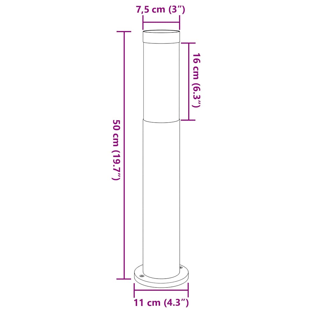 Šviestuvai stulpeliams, 3 vnt., 50 cm, nerūdijantis plienas, IP44