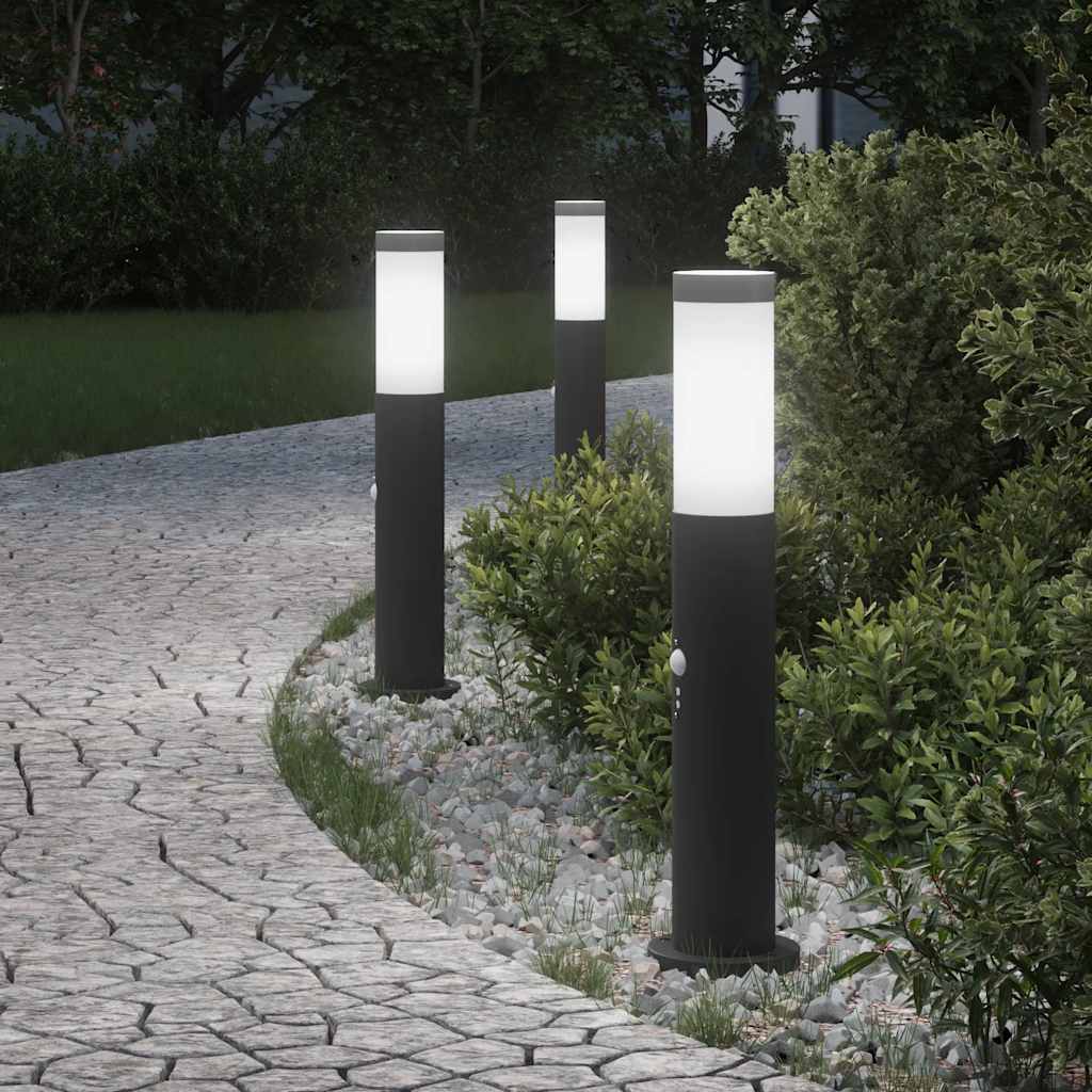 Šviestuvai su jutikliu, 3 vnt., 50 cm, nerūdijantis plienas, IP44