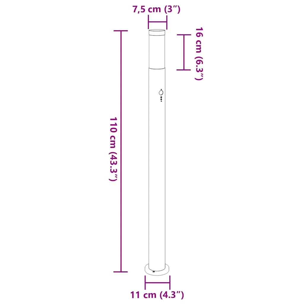 Apsauginis šviestuvas su jutikliu, 110 cm, nerūdijantis plienas, IP44