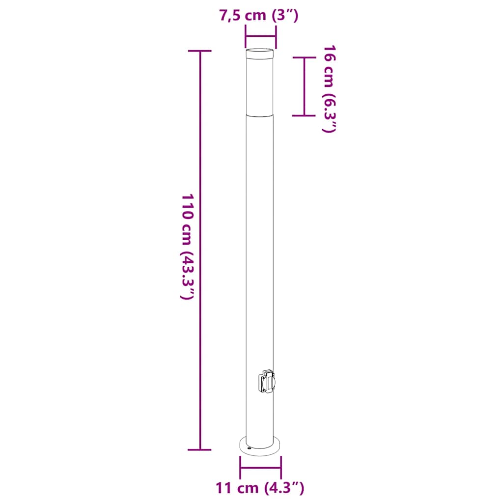 Šviestuvai su išleidimo anga, 3 vnt., 110 cm, nerūdijantis plienas, IP44