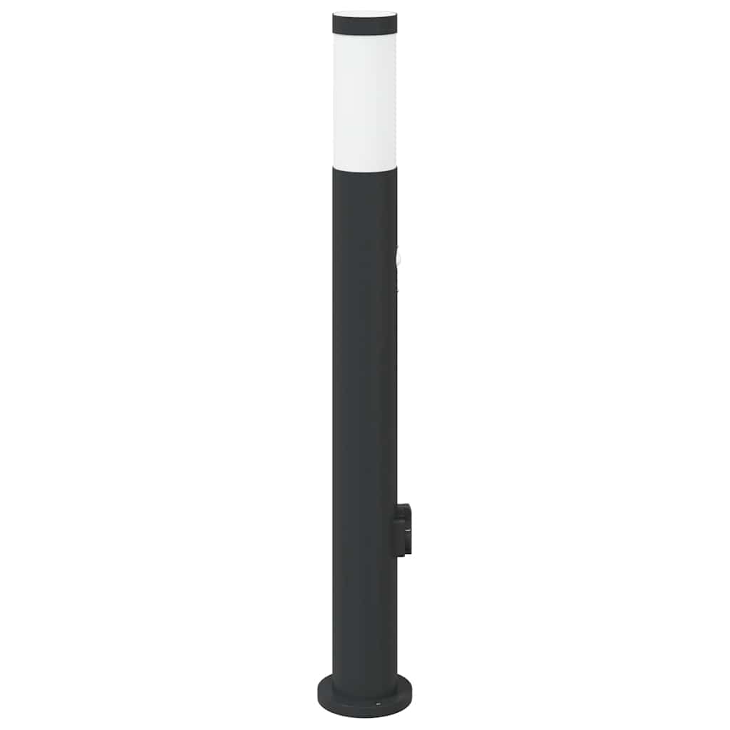 Apsauginis šviestuvas su jutikliu ir lizdu, 80 cm, nerūdijantis plienas, IP44