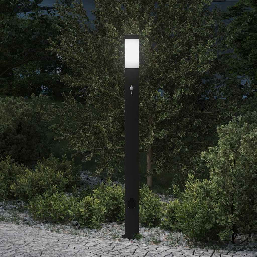 Apsauginis šviestuvas su jutikliu ir lizdu, 110 cm, nerūdijantis plienas, IP44