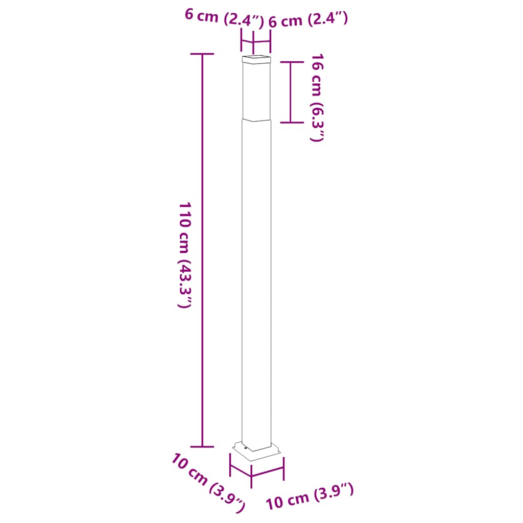 Šviestuvas stulpeliui, 110 cm, nerūdijantis plienas, IP44