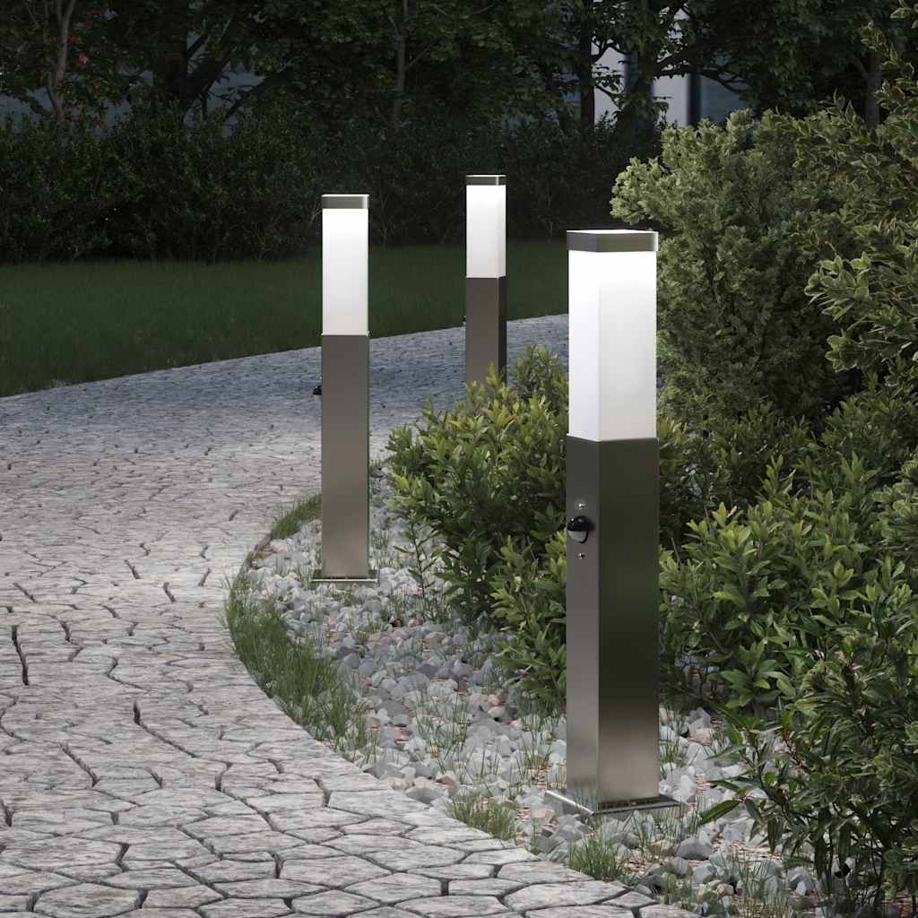 Šviestuvai su jutikliu, 3 vnt., 50 cm, nerūdijantis plienas, IP44