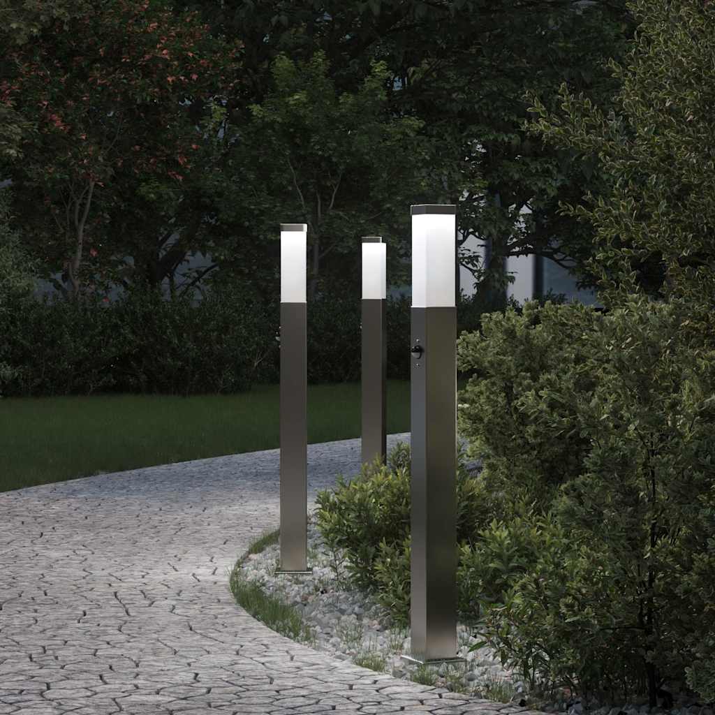 Šviestuvai su jutikliu, 3 vnt., 80 cm, nerūdijantis plienas, IP44