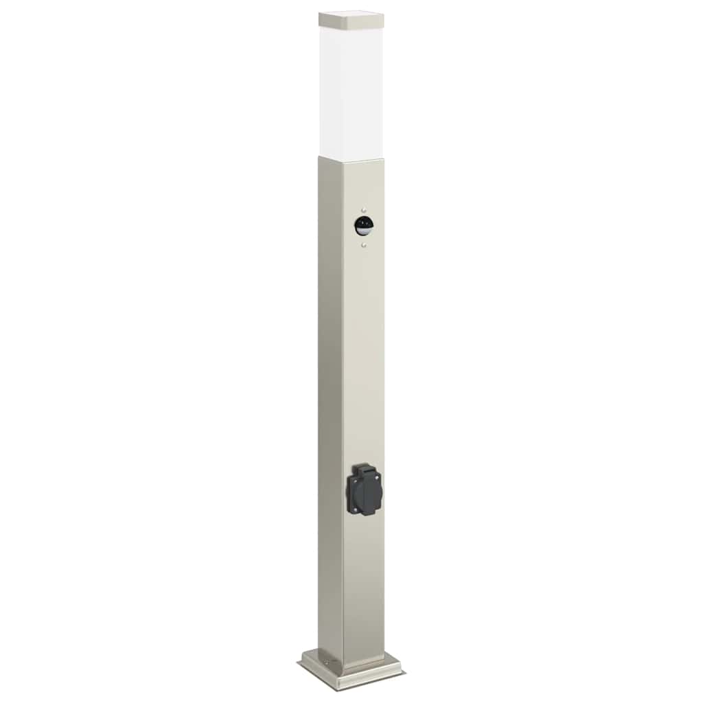 Šviestuvai su jutikliu ir lizdu, 3 vnt., 80 cm, nerūdijantis plienas, IP44