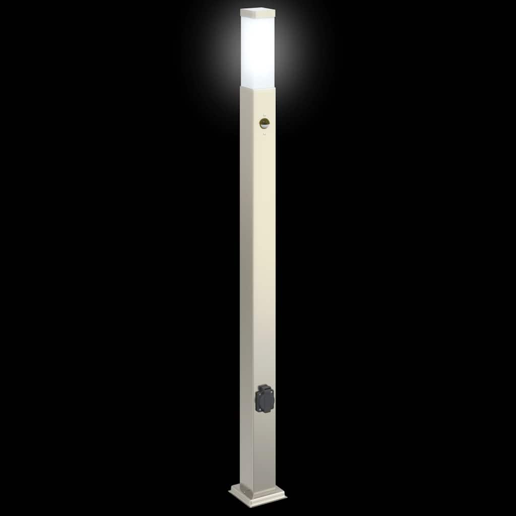 Apšvietimo stulpeliai su jutikliu ir lizdu, 3 vnt., 110 cm, nerūdijantis plienas, IP44