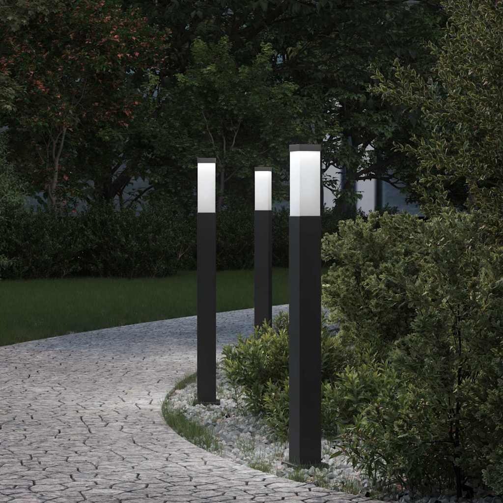 Šviestuvai stulpeliams, 3 vnt., 80 cm, juodi, IP44