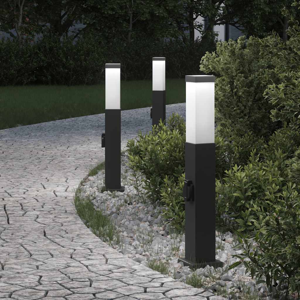 Šviestuvai su išleidimo anga, 3 vnt., 50 cm, juodi, IP44