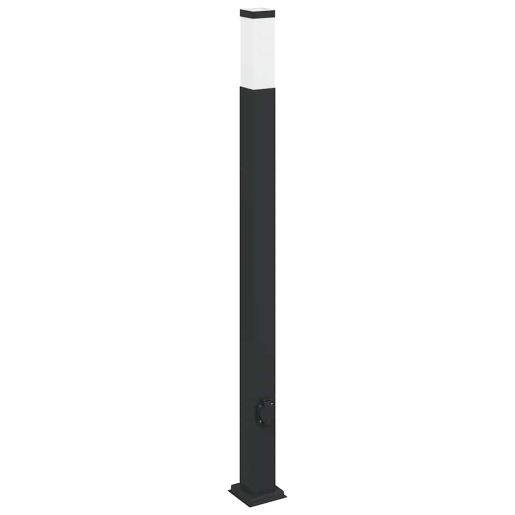 Stulpeliniai šviestuvai su lizdu, 3 vnt., 110 cm, juodi, IP44