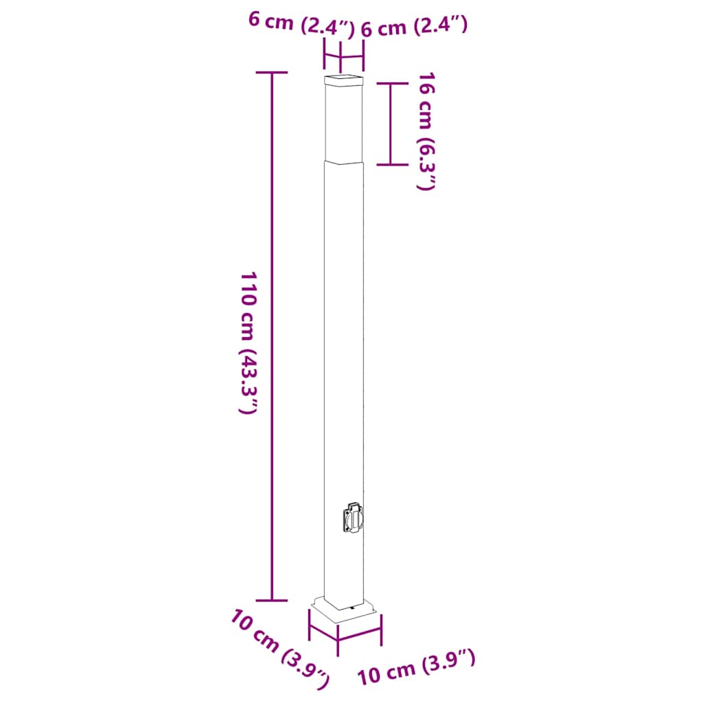 Stulpeliniai šviestuvai su lizdu, 3 vnt., 110 cm, juodi, IP44