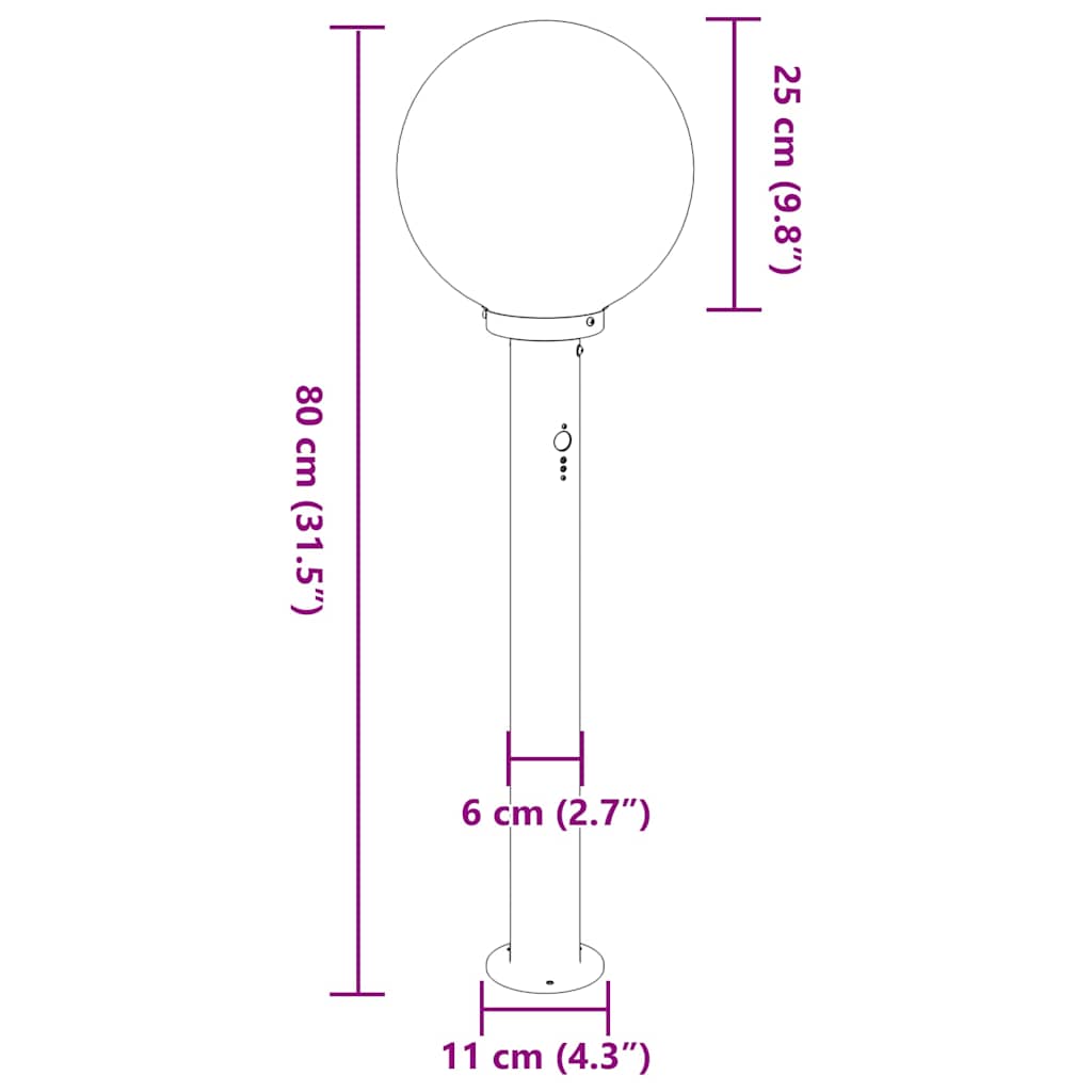 Šviestuvai su jutikliu, 3 vnt., 80 cm, nerūdijantis plienas, IP44