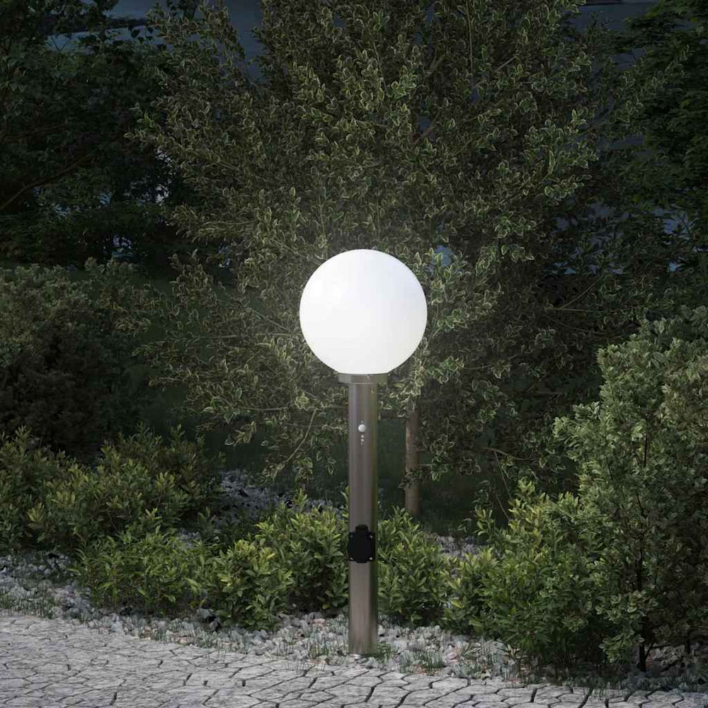Apsauginis šviestuvas su jutikliu ir lizdu, 80 cm, nerūdijantis plienas, IP44