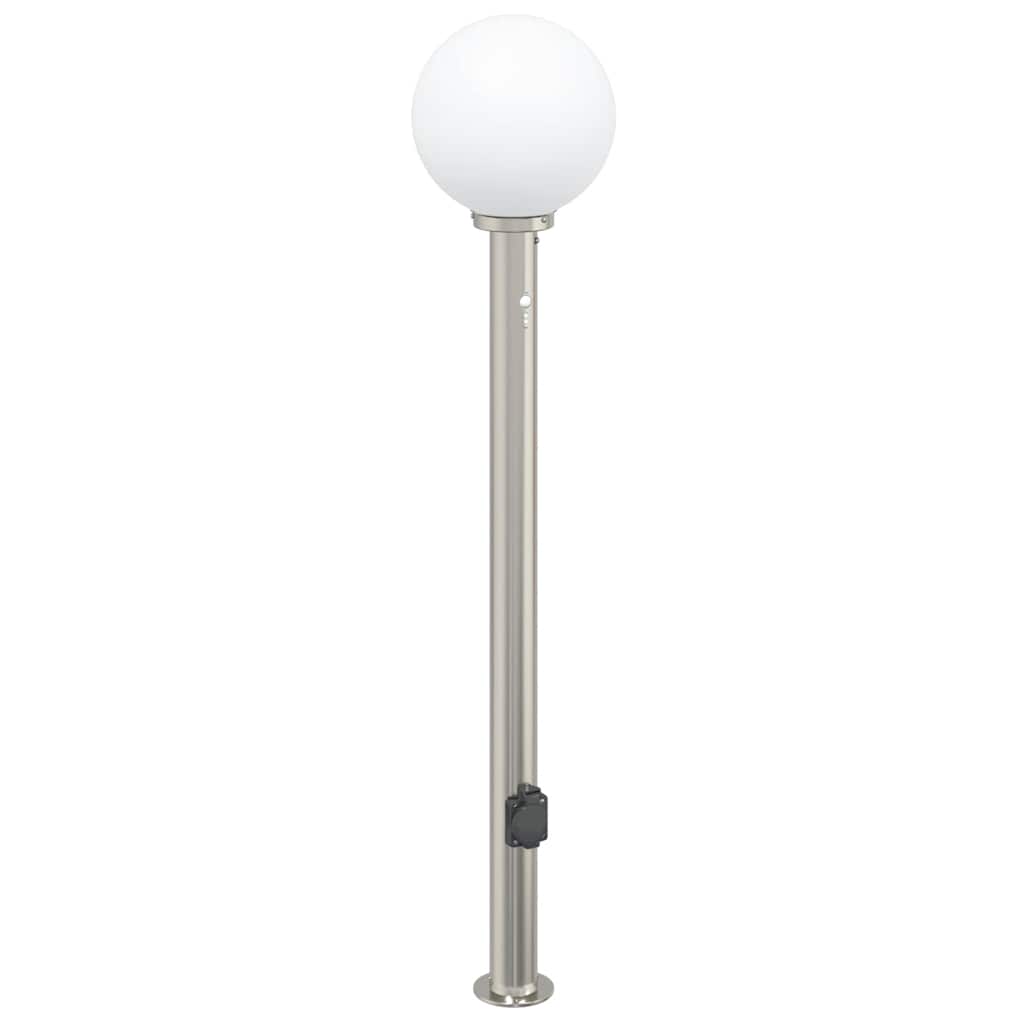 Apšvietimo stulpeliai su jutikliu ir lizdu, 3 vnt., 120 cm, nerūdijantis plienas, IP44