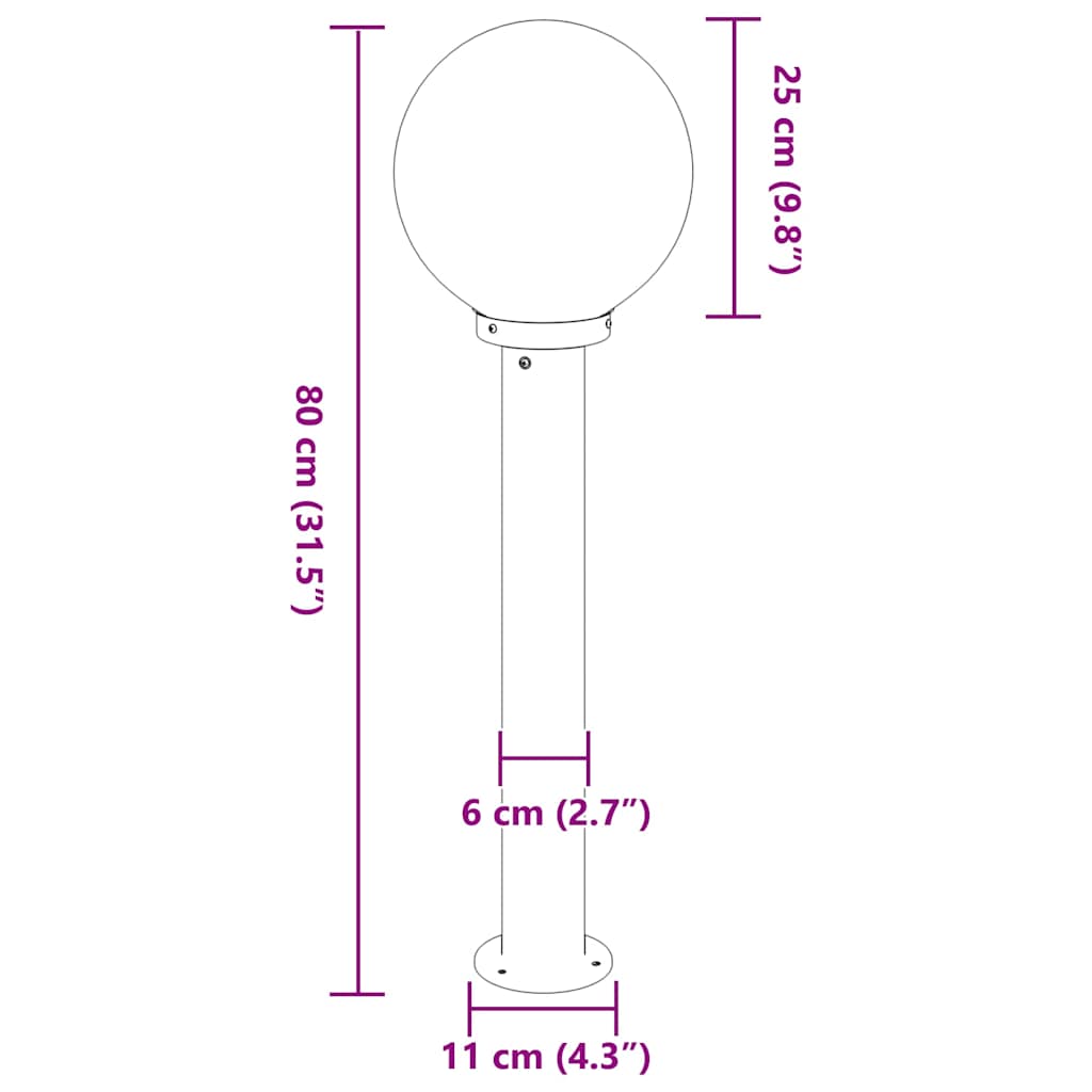 Šviestuvai stulpeliams, 3 vnt., 80 cm, juodi, IP44