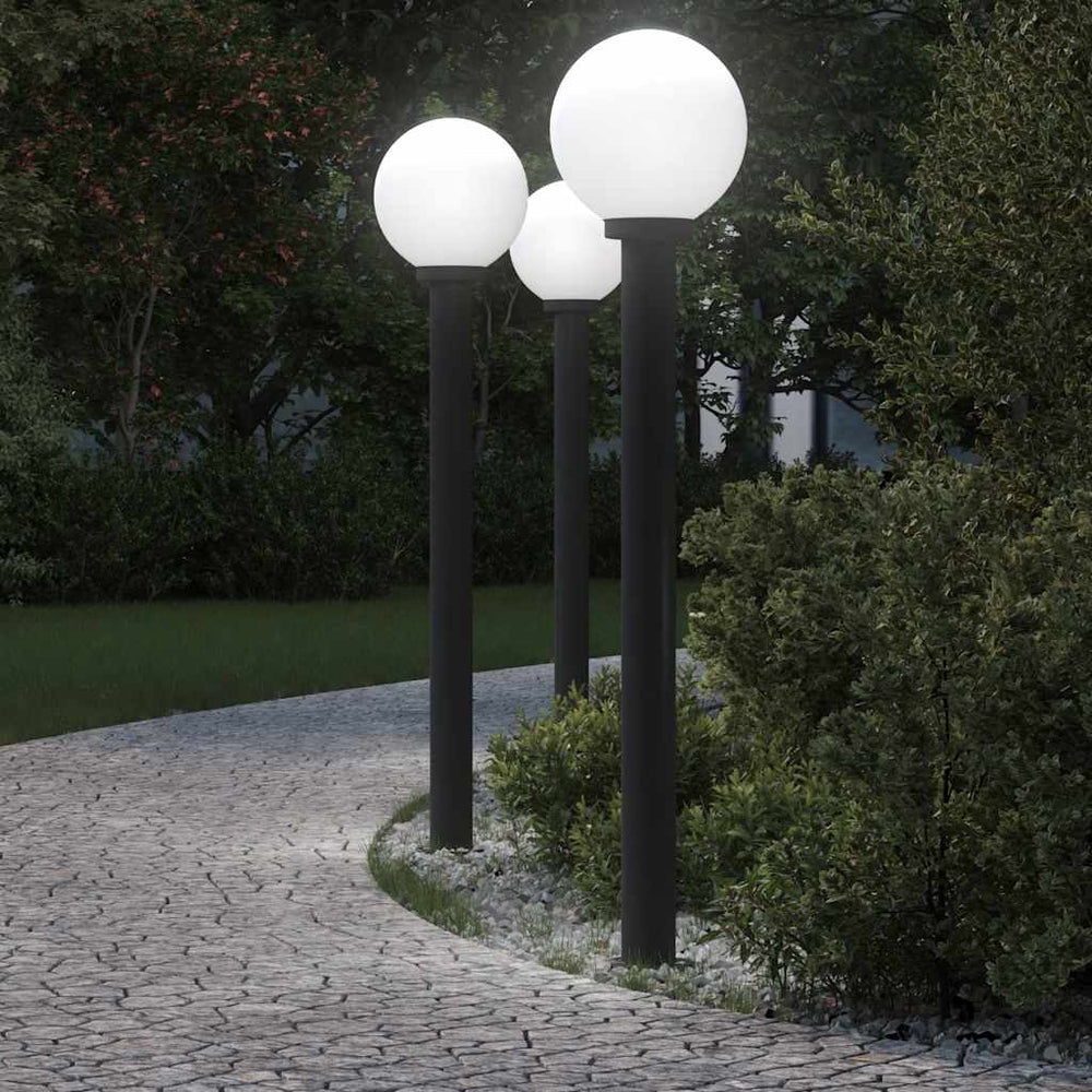 Šviestuvai stulpeliams, 3 vnt., 120 cm, juodi, IP44