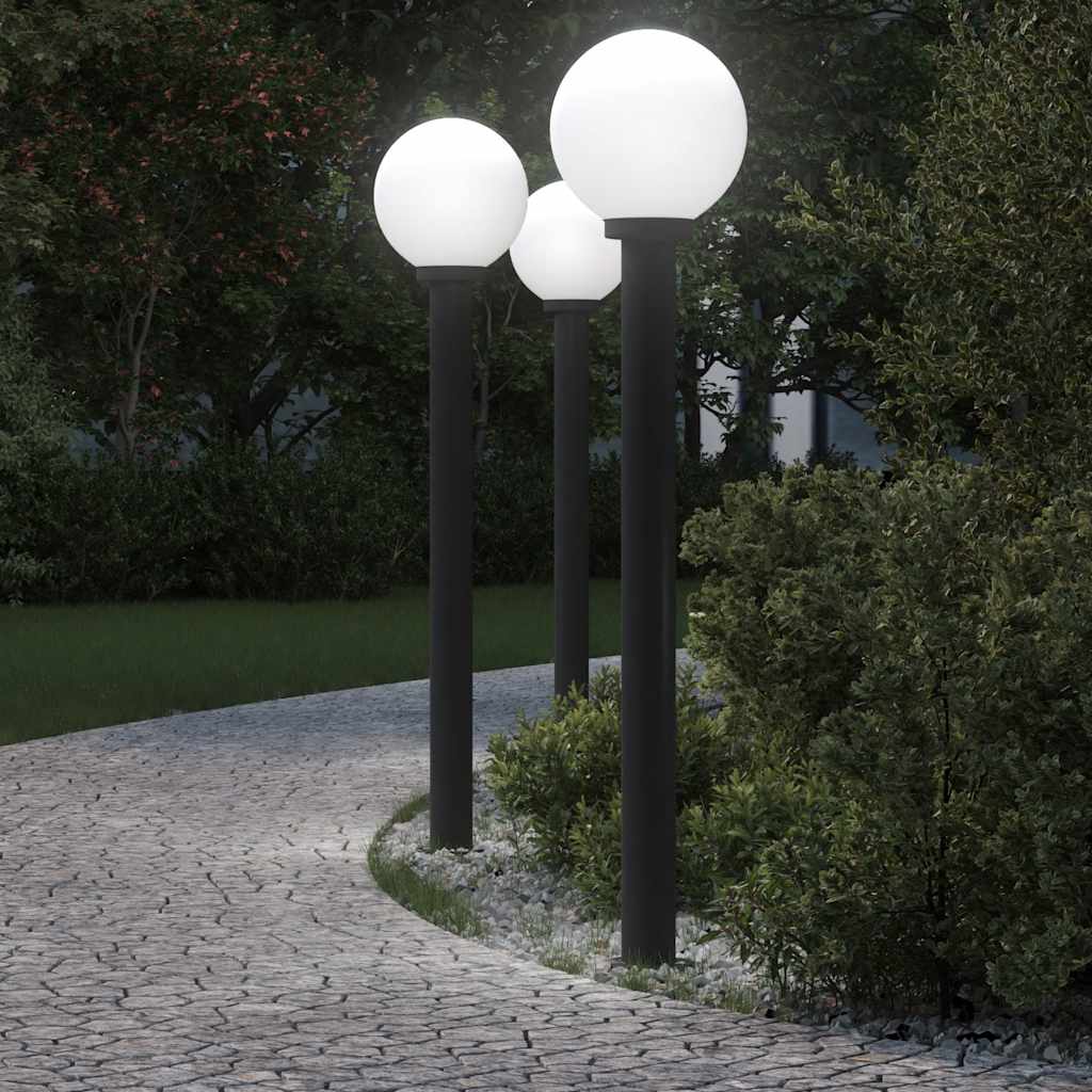 Šviestuvai stulpeliams, 3 vnt., 120 cm, juodi, IP44