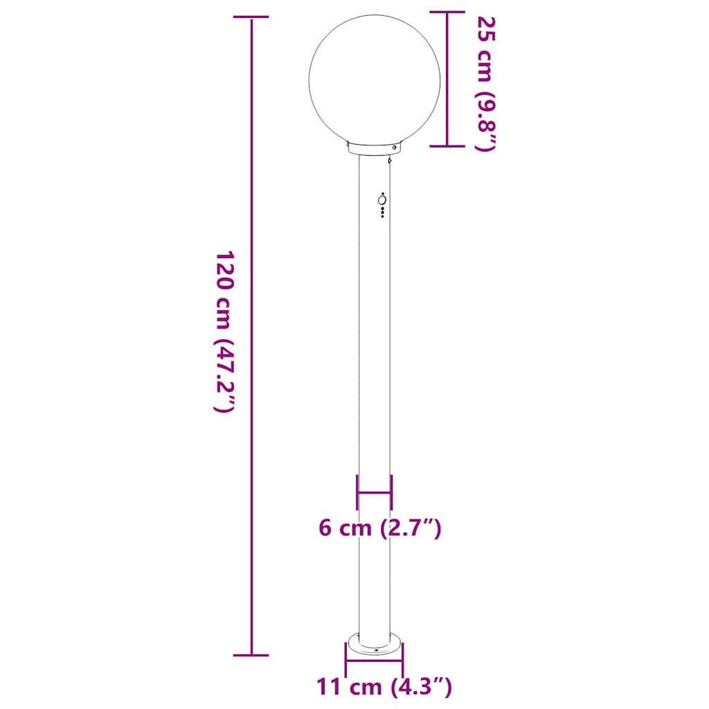 Apsauginis stulpelis su jutikliu, 120 cm, juodas, IP44
