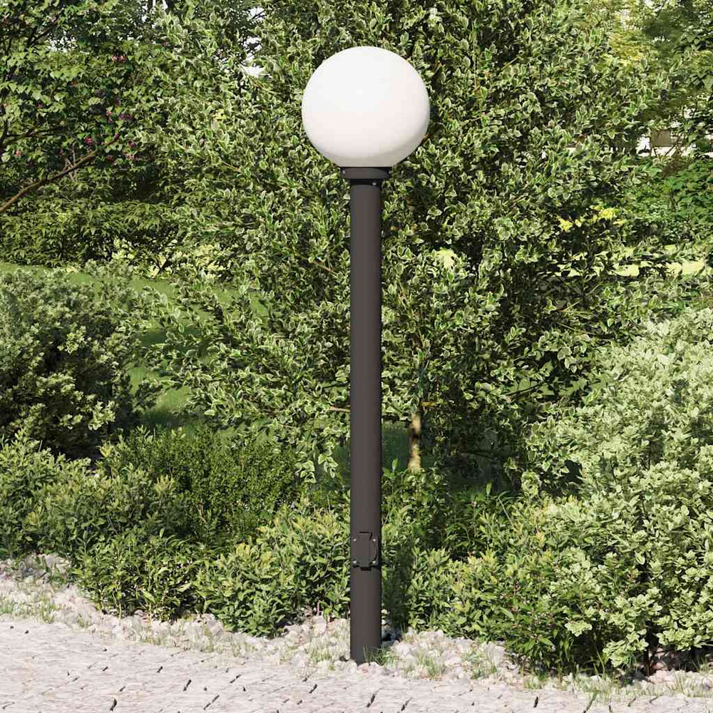 Šviestuvas su stulpeliu ir lizdu, 120 cm, juodas, IP44