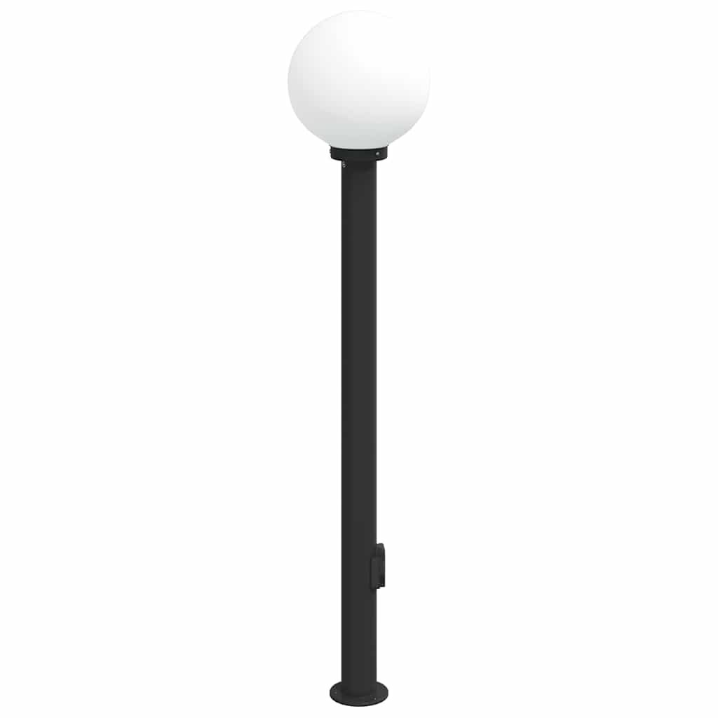 Šviestuvas su stulpeliu ir lizdu, 120 cm, juodas, IP44