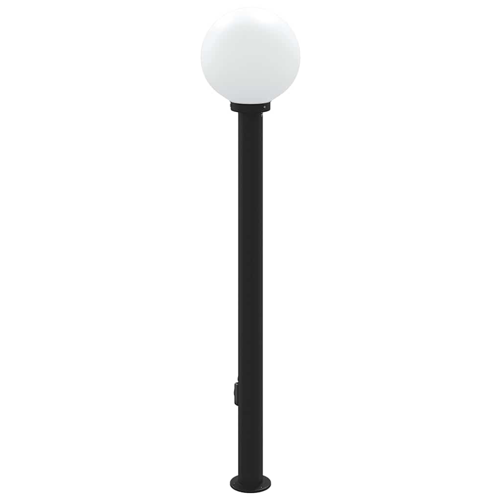Šviestuvas su stulpeliu ir lizdu, 120 cm, juodas, IP44