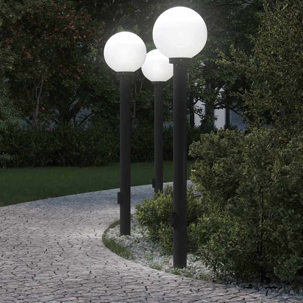 Šviestuvai su išleidimo anga, 3 vnt., 120 cm, juodi, IP44