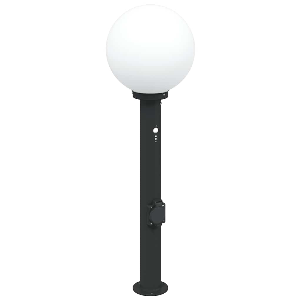 Apšvietimo stulpeliai su jutikliu ir lizdu, 3 vnt., 80 cm, juodi, IP44