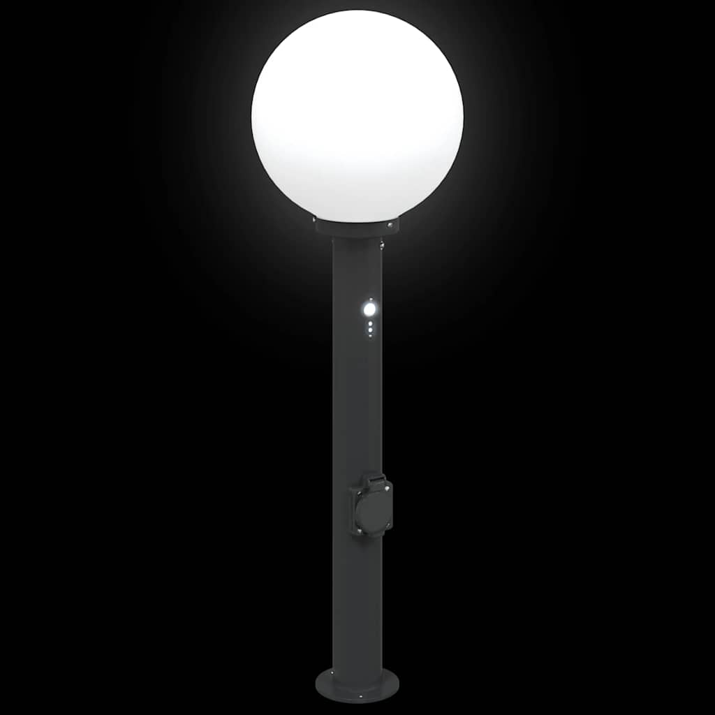 Apšvietimo stulpeliai su jutikliu ir lizdu, 3 vnt., 80 cm, juodi, IP44