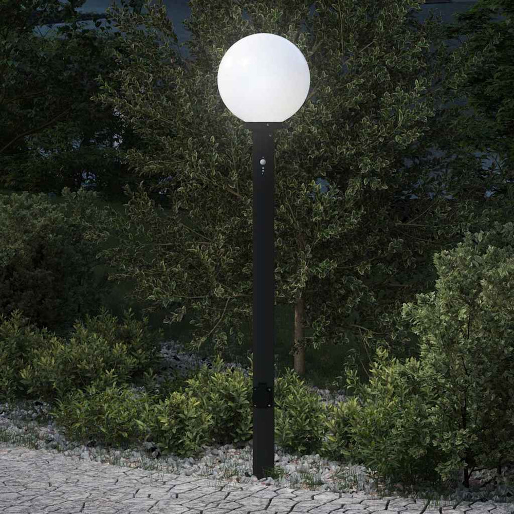 Apsauginis šviestuvas su jutikliu ir lizdu, 120 cm, juodas, IP44