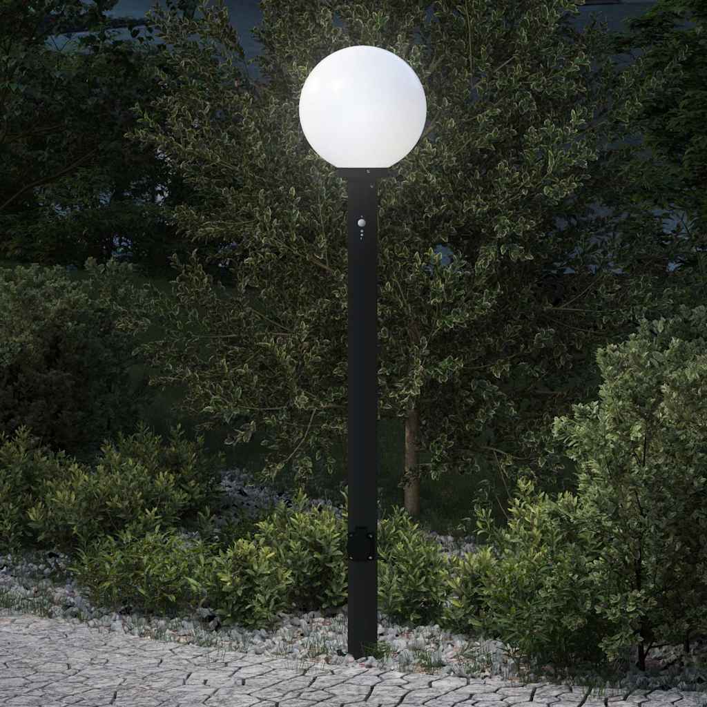 Apsauginis šviestuvas su jutikliu ir lizdu, 120 cm, juodas, IP44