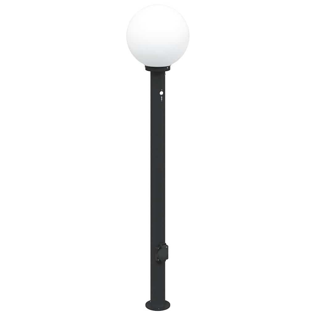 Stulpeliniai šviestuvai su jutikliu ir lizdu, 3 vnt., 120 cm, juodi, IP44