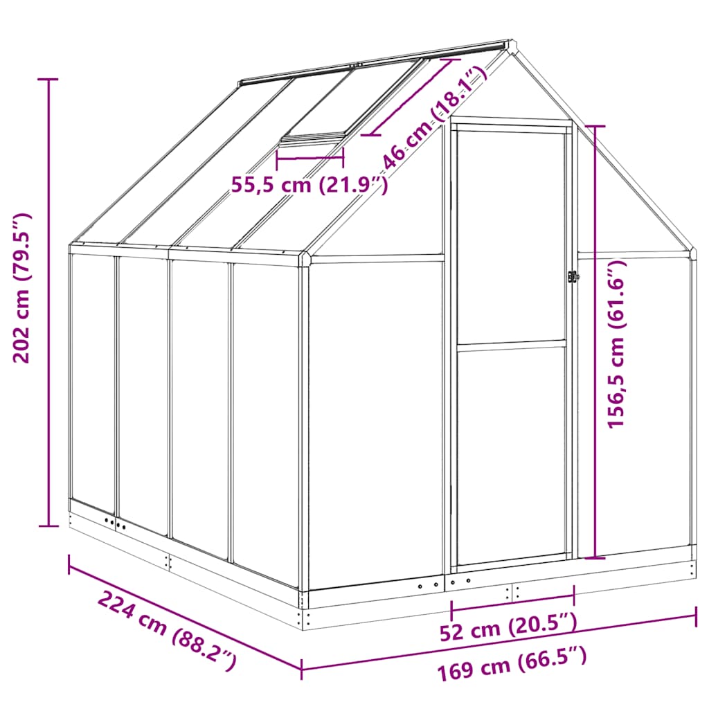Šiltnamis su rėmu, 3,79 m²