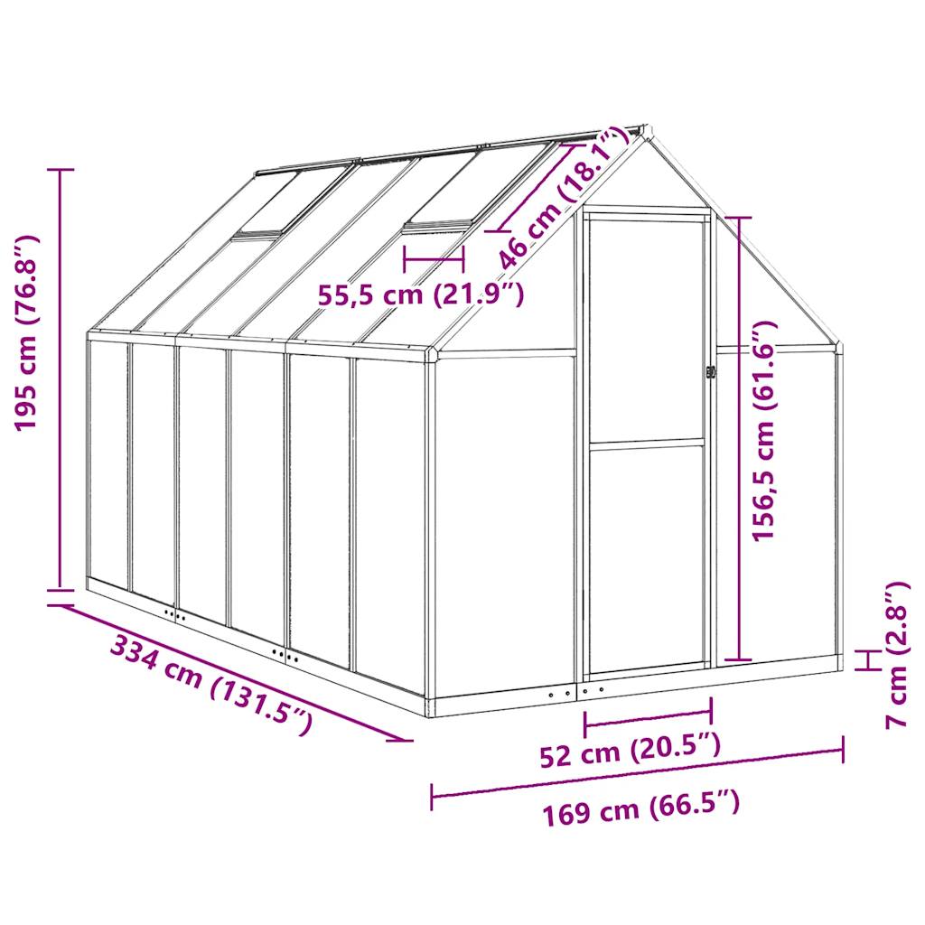 Šiltnamis su rėmu, 5,64 m²