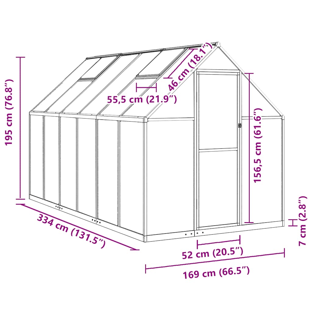 Šiltnamis su rėmu, 5,64 m²