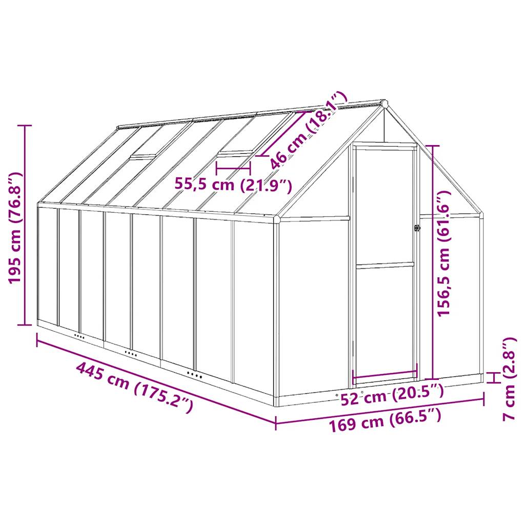 Šiltnamis su rėmu, 7,52 m²