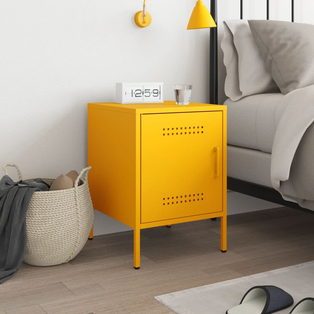 Bedside table, mustard yellow, 36x39x50.5cm, steel