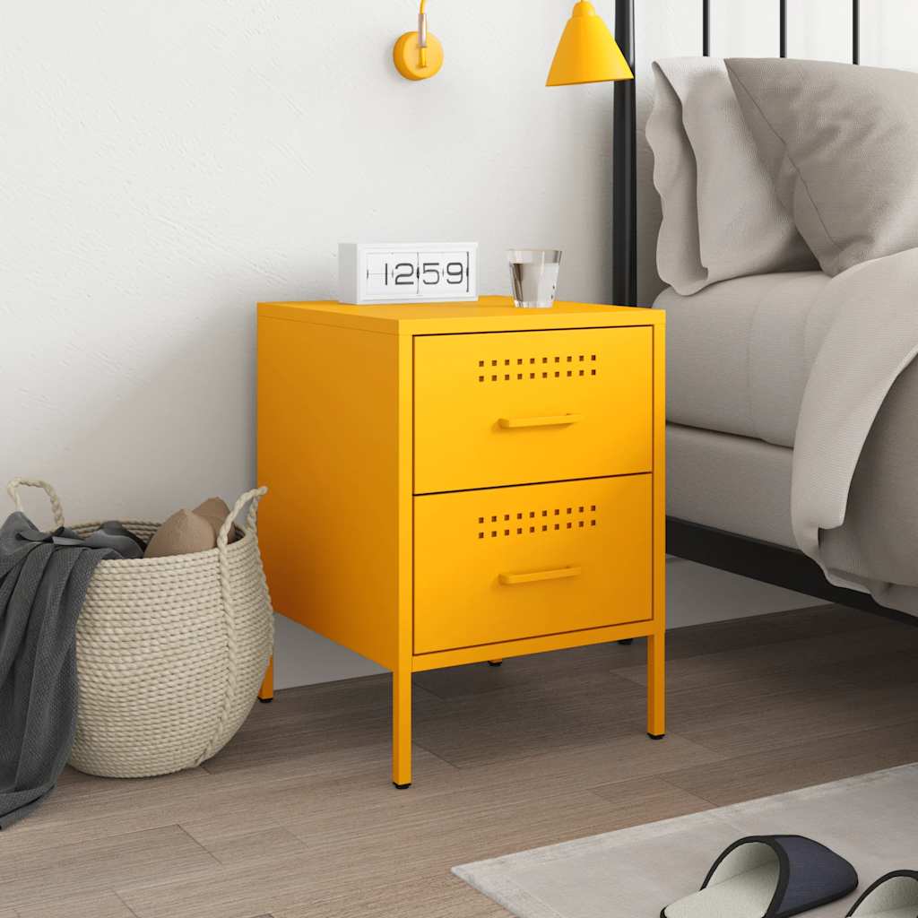 Bedside table, mustard yellow, 36x39x50.5cm, steel