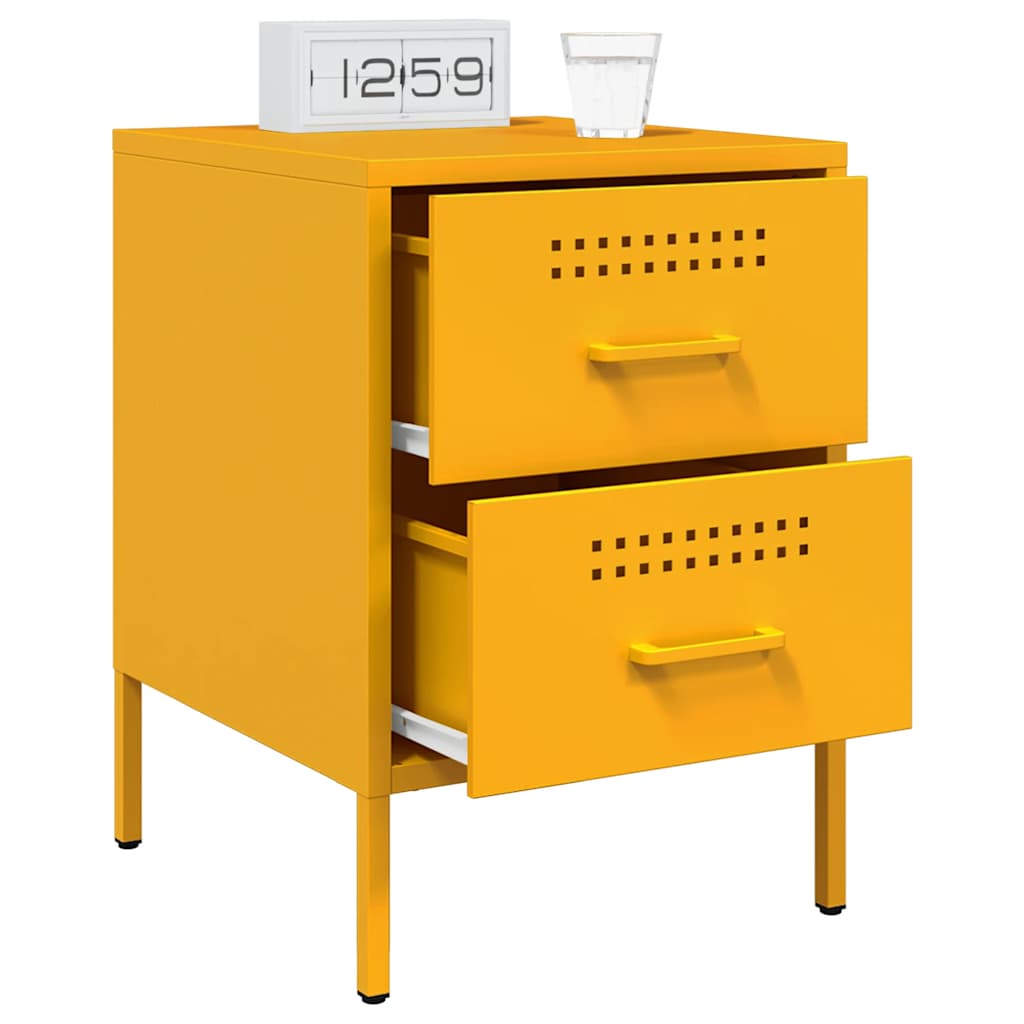 Bedside table, mustard yellow, 36x39x50.5cm, steel