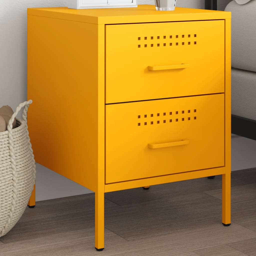 Bedside table, mustard yellow, 36x39x50.5cm, steel
