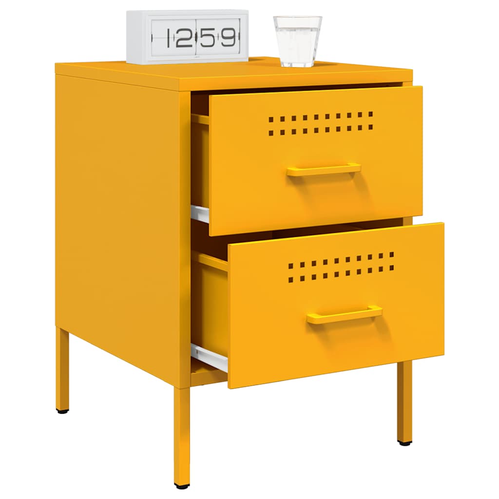 Nightstands, 2 pcs., mustard, 36x39x50.5cm, steel