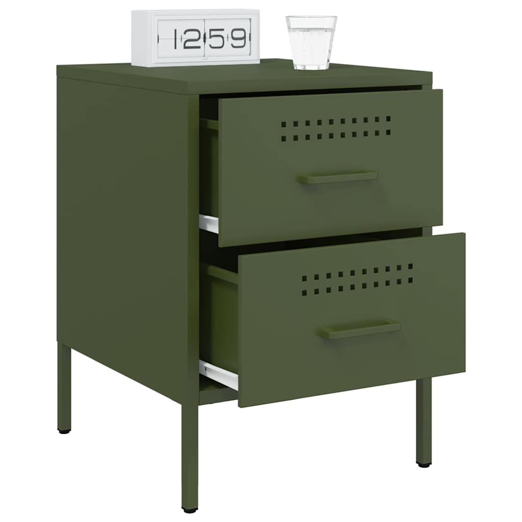 Bedside tables, 2 pcs., olive, 36x39x50.5cm, steel