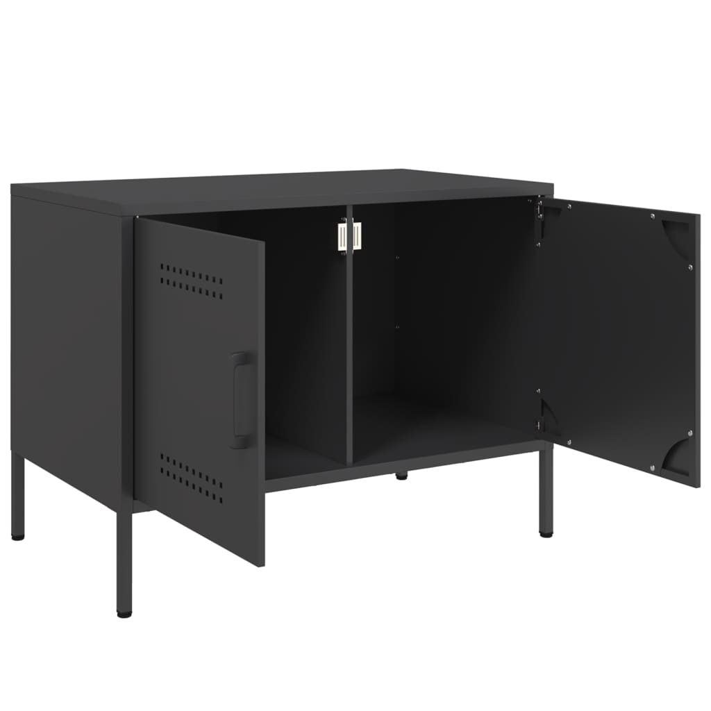 Televizoriaus spintelės, 2vnt., juodos, 68x39x50,5cm, plienas
