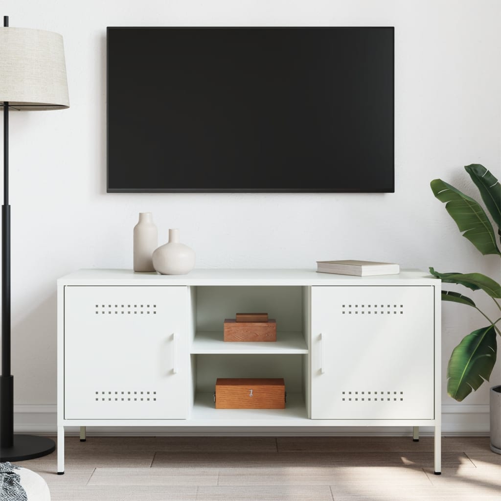 TV cabinet, white, 100.5x39x50.5cm, steel