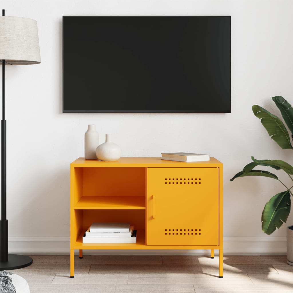 TV galdiņš, sinepju krāsa, 68x39x50,5 cm, tērauds