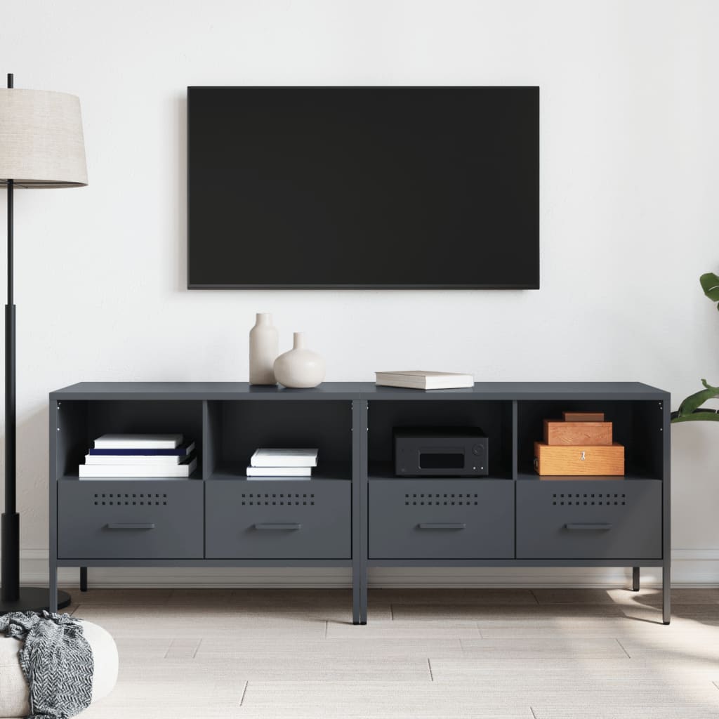 TV cabinets, 2 pcs., anthracite, 68x39x50.5cm, steel