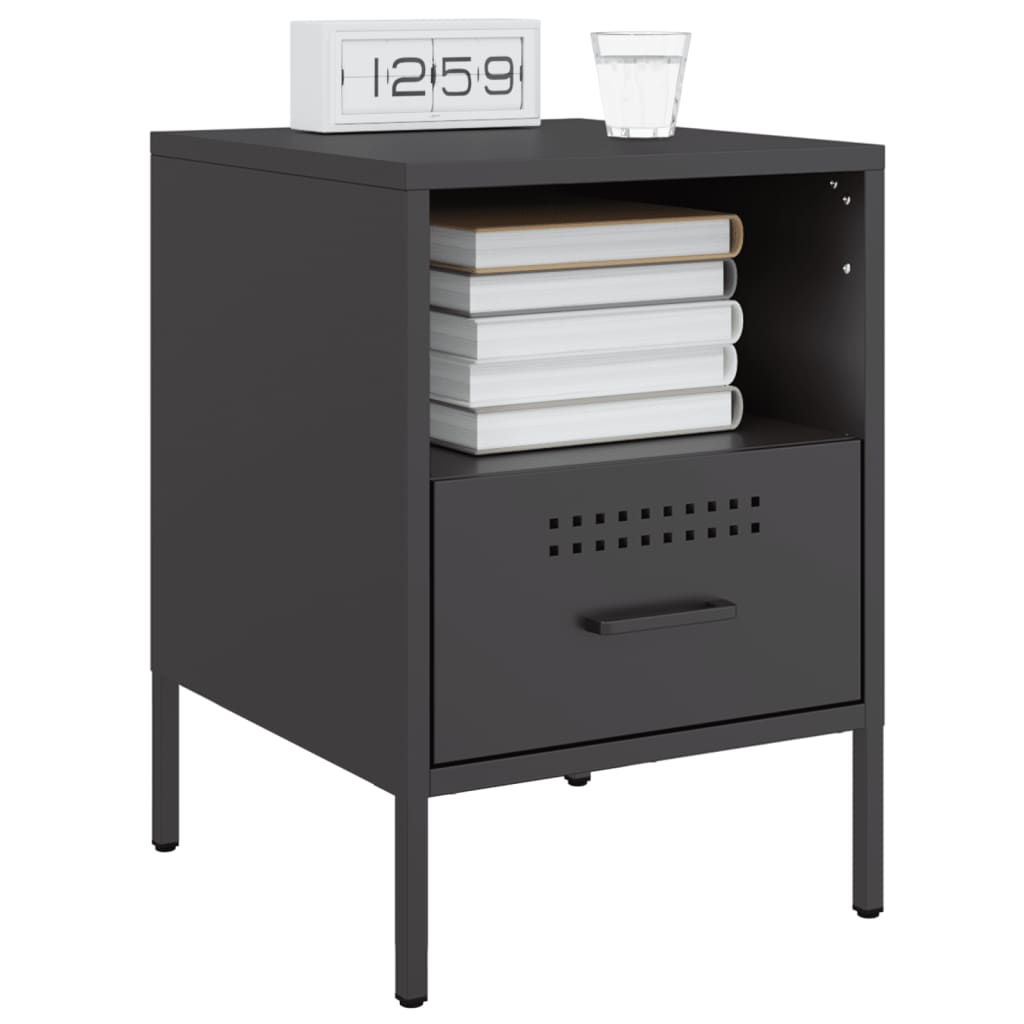 Nightstands, 2 pcs., black, 36x39x50.5cm, steel