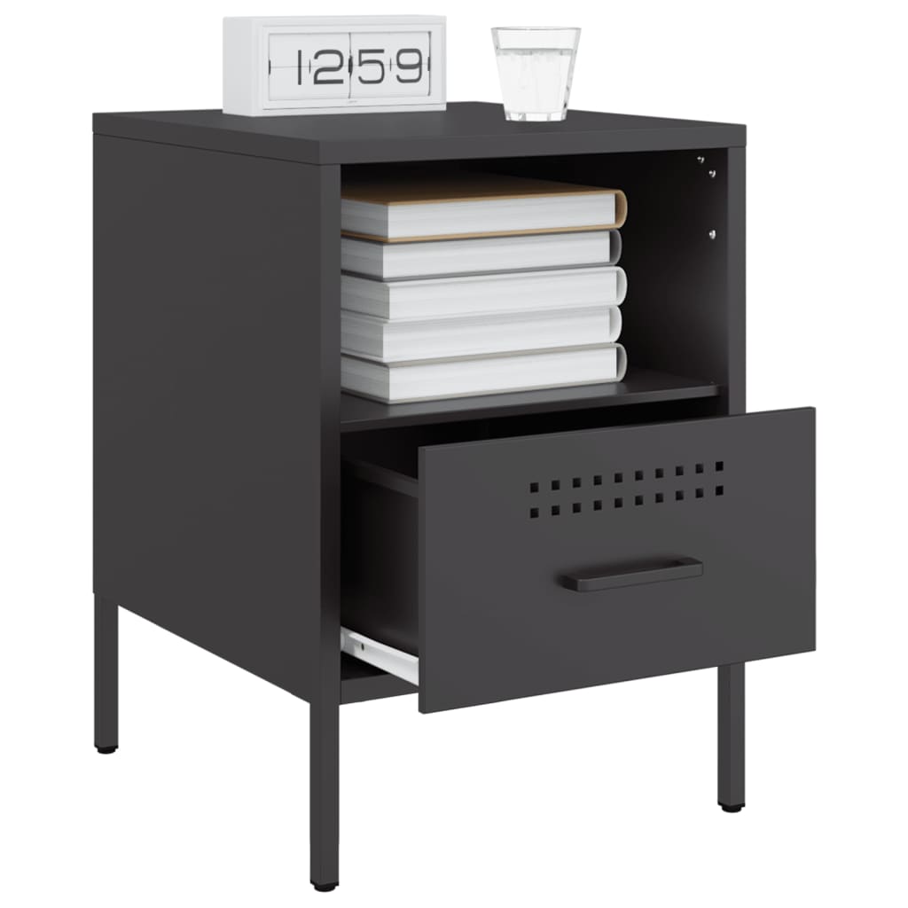 Nightstands, 2 pcs., black, 36x39x50.5cm, steel